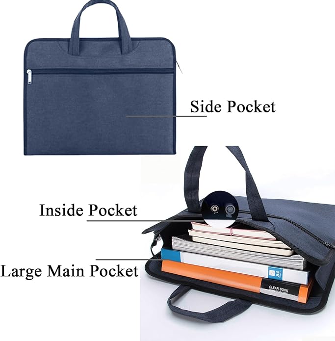Oxford Document Bag with Handle Waterproof Lightweight Portable Zippered File Bag for Carrying Paper Files Filing Folder