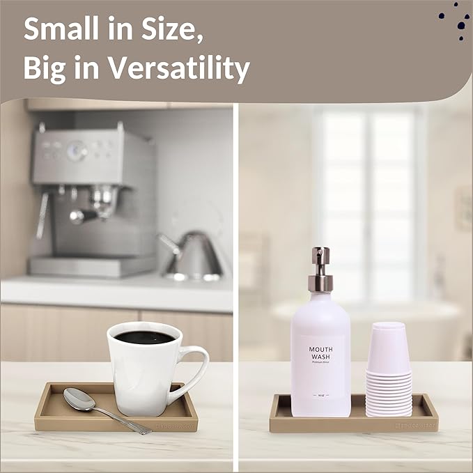 Countertop and Vanity Tray - Small 7.7” Silicone Tray for Soap Dispenser Bottles, Bathroom Trays, Kitchen Sink Trays, Sink Caddy Kitchen Sinks Organizer, Soap Dish & Sponge Holder Mat-NeatNest