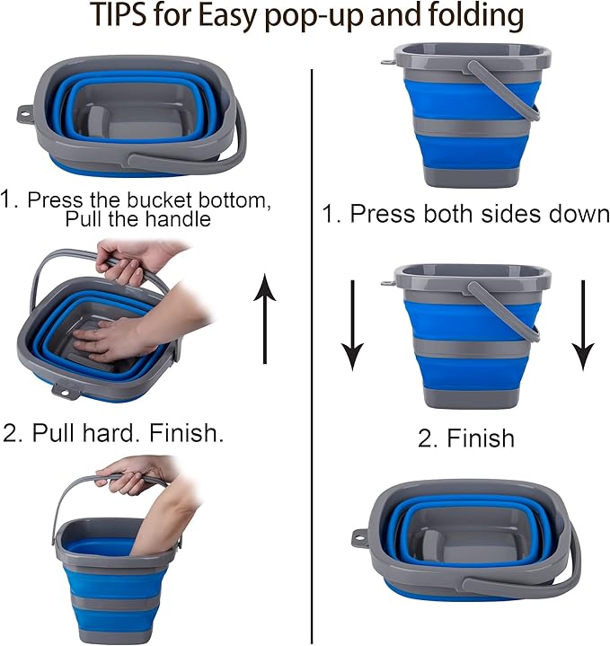 Collapsible Bucket with 2.6 Gallon (10L), Mop Bucket for Cleaning, Plastic Bucket for Garden, Car Washing or Camping, Portable Fishing Water Pail-NeatNest
