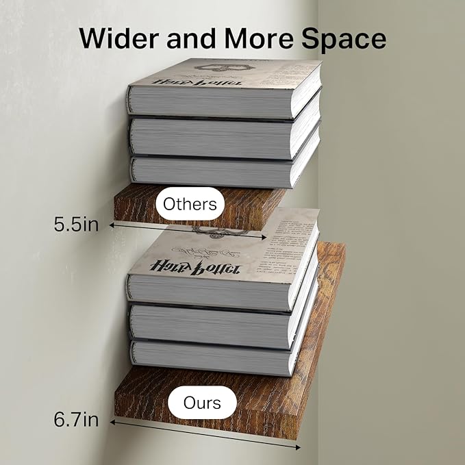 BAYKA Bathroom Floating Shelves for Wall โ Bathroom Shelf Over Toilet Farmhouse Rustic Wood for Bedroom, Kitchen, or Living Room Decor Organization โ Rustic Brown, Set of 3, Storage with 22lb Capacity-NeatNest