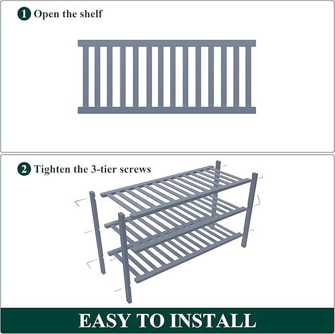 Smiry Bamboo Shoe Rack for Closet, 3 Tier Wooden Stackable Shoe Organizer, Free Standing Shoes Storage Shelf for Entryway, Front Door Entrance, Grey-NeatNest