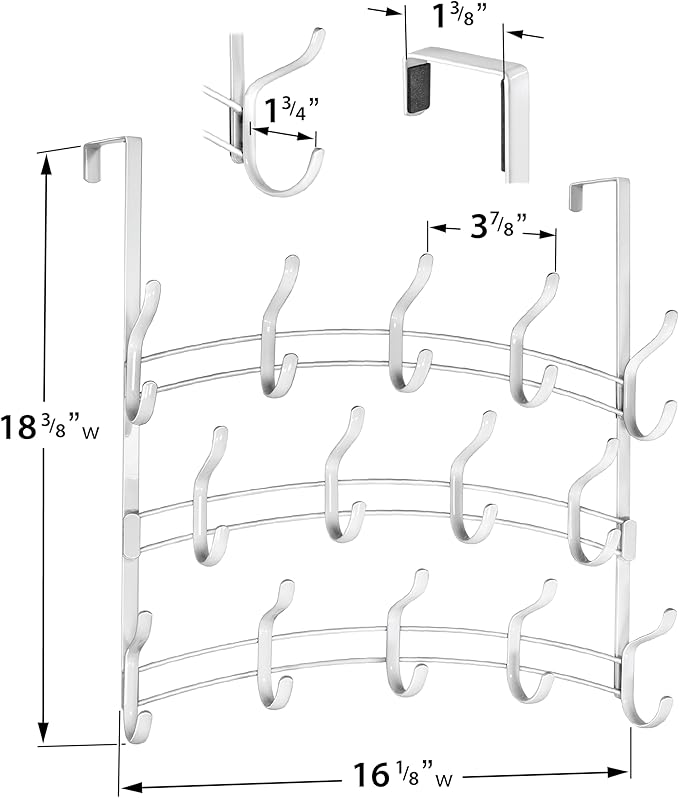 LYNK Professional® Home™ Over Door Hooks Rack - 28 Hook Over Door Hanger - Over Door Towel Rack - Hanging Towels or Clothes - Bathroom, Bedroom or Laundry Room - Lifetime Ltd. Warranty - White