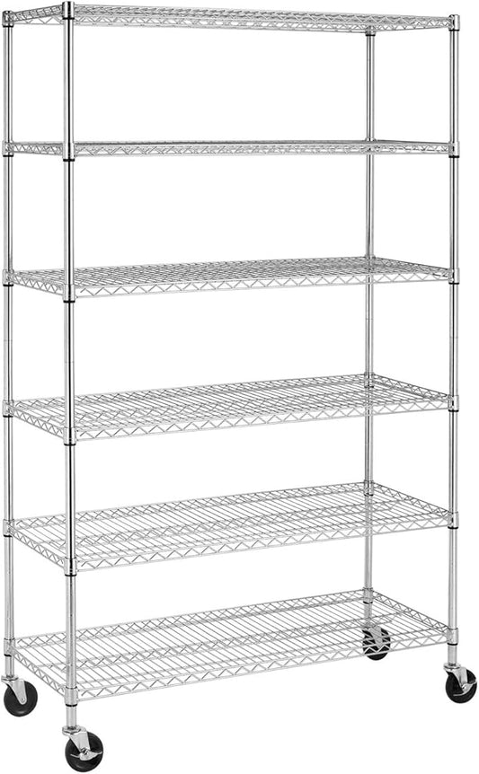 BestOffice 18x48x72 Storage Shelves Commercial Heavy Duty Metal Shelves Garage Organizer Wire Rack Shelving Storage Unit Shelf Adjustable Utility 6000 LBS Capacity,Chrome-NeatNest