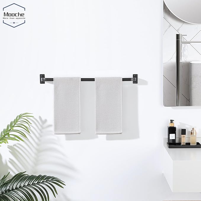 Bathroom Towel Bar, 24 inch Towel Racks for Bathroom Wall Mounted, SUS304 Stainless Steel Heavy Duty Towel Holder Bathroom Accessories Modern Home Decor, Matte Black Finished