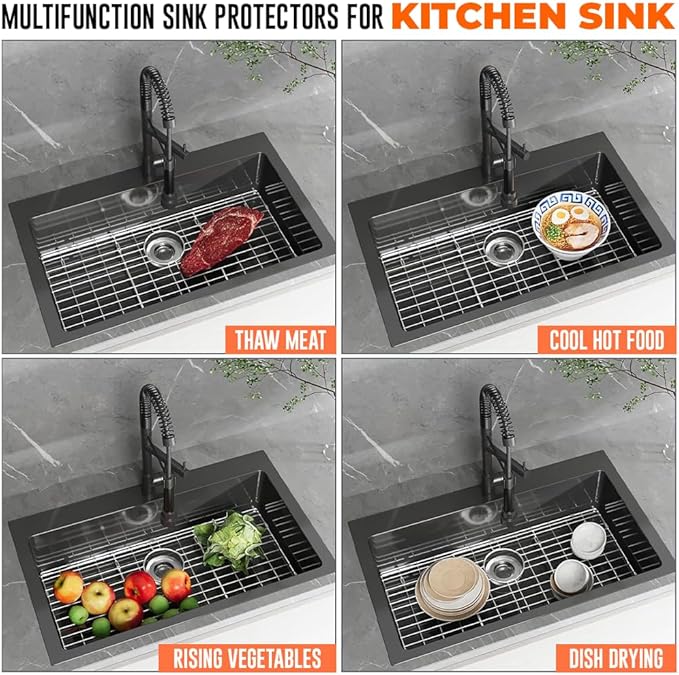 Durable and Versatile Kitchen Sink Grid 19"x14" - Kitchen Sink Grid for Bottom of Sink to Save Space, in Sink Dish Drying Rack