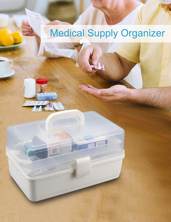 Craft Art Box Tackle Box Organizers, 3 Layer White Sewing Hair Supply Organization Boxes Medication Organizer Plastic Toolbox-NeatNest