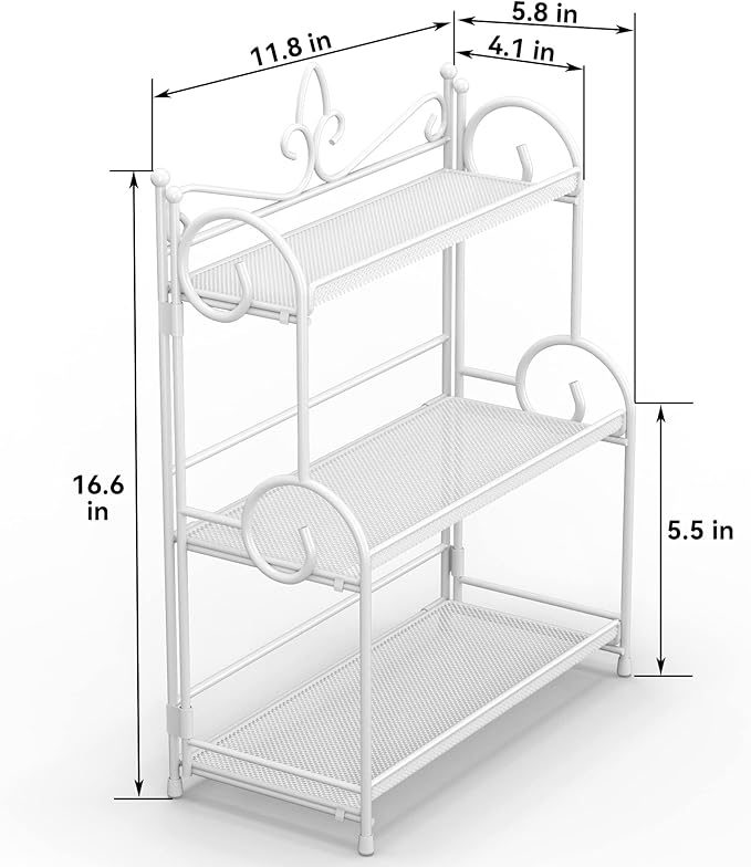 Bathroom Counter Organizer - Spice Rack Countertop 3 Tier Counter Shelf Organizer for Bathroom Kitchen Bedroom Foldable White-NeatNest