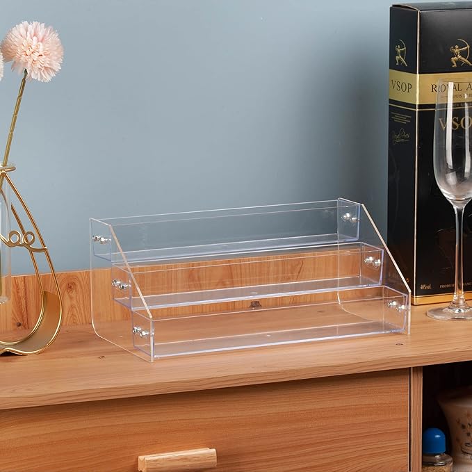 Acrylic Spice Rack, Tiered Spice Rack Shelf Seasoning Organizer for Countertop, Cabinet, Pantry, Kitchen Storage - 3 Tier-NeatNest