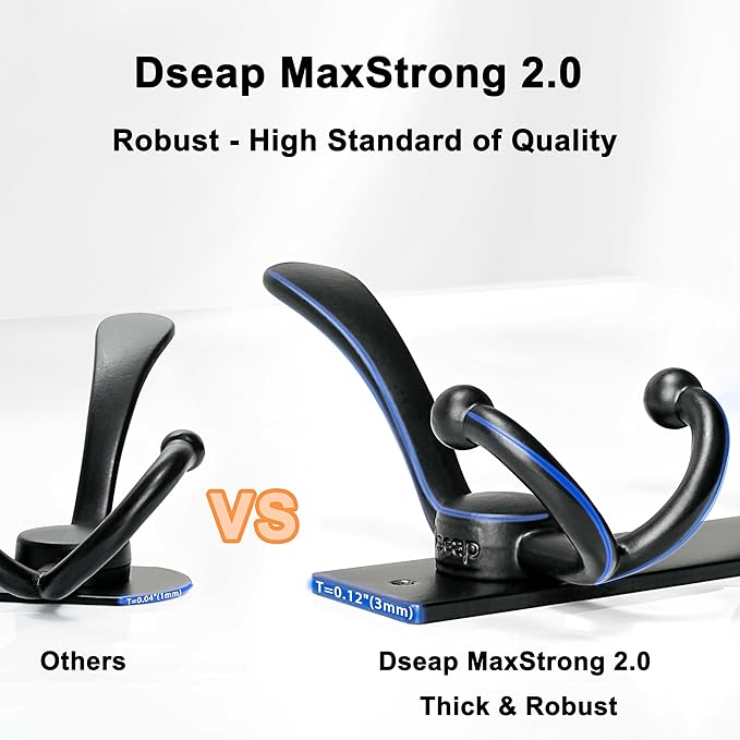 Dseap Coat Rack Wall Mount 2.0 Pro: Heavy Duty 300% Thicker, 16" Stud Mount, Stainless Steel Wall Coat Hooks Hanger for Clothes Jackets Hats Entryway Closet, MaxStrong Series, Antique Bronze