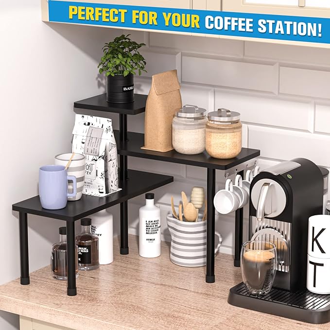 JayRex Countertop Corner Shelf, 3 Tier Shelf Moveable Organizer for Bathroom Counter, Make Up, Dresser Table, Desktop Shelf (Black)-NeatNest