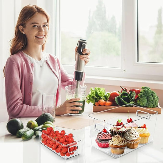 Clear Plastic Storage Bins 8 Pack - Pantry Organizers and Storage, Fridge Organizer Containers for Kitchen, Cabinet, Freezer, Bathroom, Clost, Home Organization-NeatNest