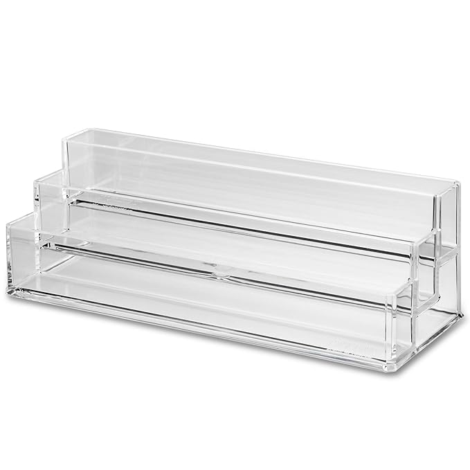 byAlegory Tiered Acrylic Eyeshadow Palette Makeup Organizer (Small Palettes, Compacts, Lipsticks, Lip Gloss, Eye Shadows, Cosmetics) | 3 Tier Cosmetic Storage (CLEAR)-NeatNest