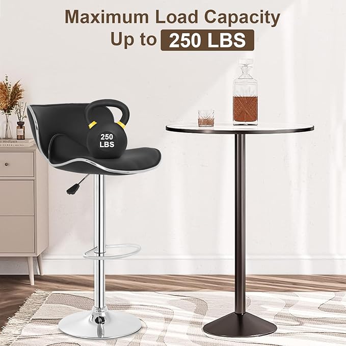 BestOffice Bar Stools Set of 2, Counter Height Adjustable Bar Stools with Back Bar Stool PU Leather Swivel Bar Stool Kitchen Counter Bar Stools Dining Chairs-NeatNest
