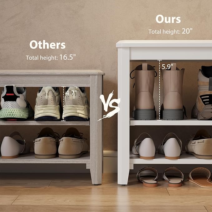Wood Shoe Rack Bench for Entryway, 2 Tier Shoe Rack for Front Door Entrance, Shoe Bench with Shoe Storage for Entryway, Bedroom, 47.2"-NeatNest