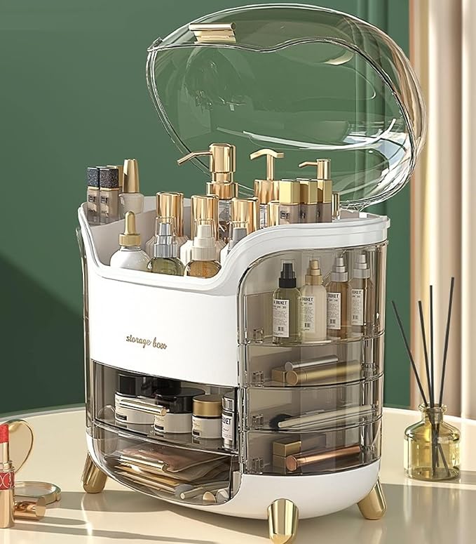 Upgrade Large Makeup Organizer Countertop Vanity Case Skin Care Cosmetic Storage Box Bathroom Counter Perfume Skincare Organizers Make Up Caddy Gift for Women Girls Clear Design Easy Visibility