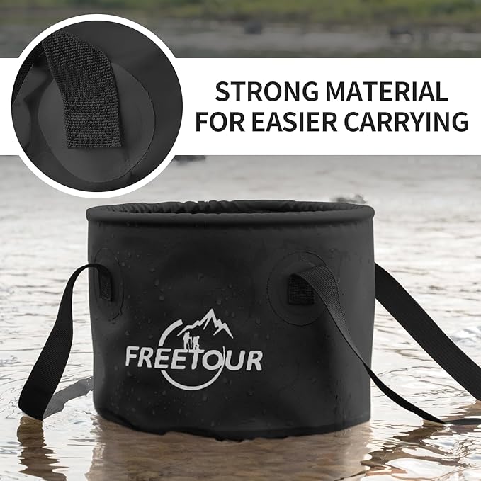 Baiao Collapsible Bucket 5 Gallon, Portable Collapsible Bucket with Handle, Folding Water Container for Fishing Camping Beach Hiking Home Travel Car Washing(Black 20L)-NeatNest