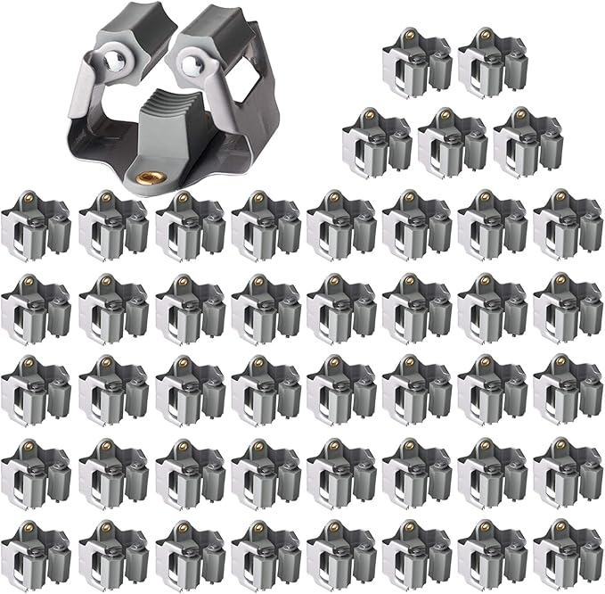 3-H 45 Pack Mop and Broom Holder Wall Mount Big Size Hanging 1 KG Extra,Broom Hanger Wall Mount for Hanging and Organizing Shove Rake Yard Tools in Shed Kitchen Laundry Room Bathroom Garden(grey)-NeatNest