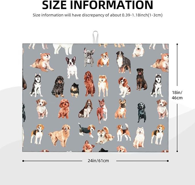 Cute Puppy Dog Dish Drying Mat 18 x 24 Inch for Kitchen Counter Cute Kitchen Mat Microfiber Kitchen Countertop Absorbent Reversible Drainer Rack Pad Dish Drying Mat-NeatNest