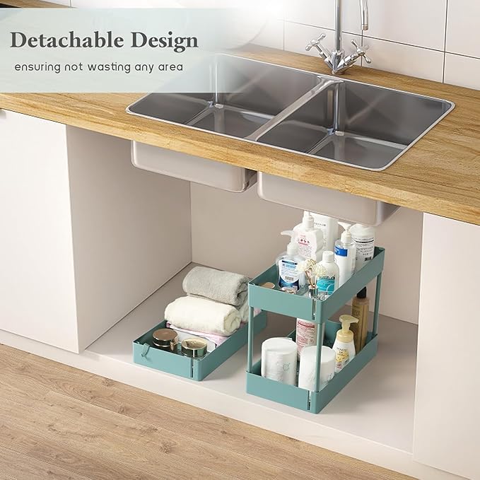 danpinera Slim Storage Cart on Wheels, 4 Tier Narrow Laundry Cart with Hooks Hanging Cups Dividers Mobile Rolling Lash Cart with Handle for Bathroom Small Spaces, Green