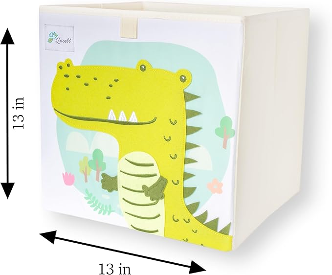 Crocodile Storage Cube- Organizer for Nursery, Playroom, Bedroom, Closet. Foldable Box 13x13x13 inches. Children's Toy Box, Diaper Caddy, Clothing Basket, Book Bin, Baby Essentials & Kids Gift-NeatNest