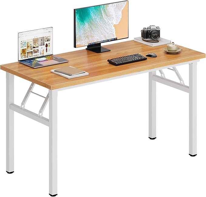 DlandHome 47 inches Folding Table Computer Desk Portable ActivityTable Conference Table Home Office Desk, Fully Assembled Teak and White DND-ND5-120TW-NeatNest