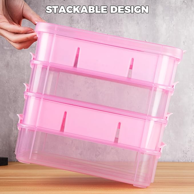 Art Supply Storage Organizer with 2 Removable Trays, 4-Layer 11QT Durable Craft Organizers and Storage for Sewing, Tool, Office Supplies, Art, Craft Supplies(Pink)