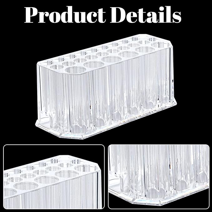 3 Pcs Clear Acrylic Makeup Eyeliner Lip Liner Holder Organizer, 26 Spaces Storage 20 Standard 6 Jumbo Cosmetic Pencil Makeup Display Case Refillable Container Clear Cosmetic Storage Display Holder-NeatNest