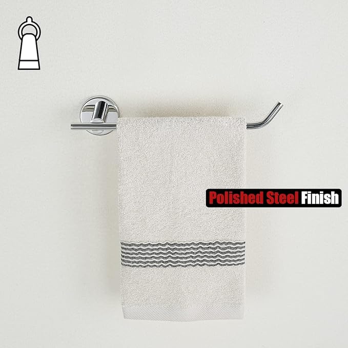 JQK Chrome Towel Ring, Stainless Steel Hand Towel Bar Holder for Bathroom, 9 Inch Polished Stainless Wall Mount, TR100-CH