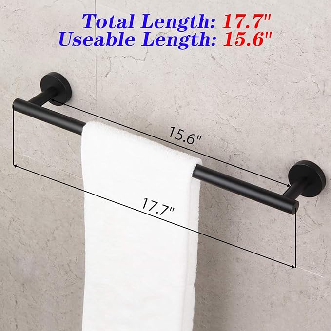GERZWY Bathroom Towel Bar 18" Stainless Steel Towel Bar Matte Black Contemporary Style Wall Mount for Bath Kitchen AG1101C45-BK