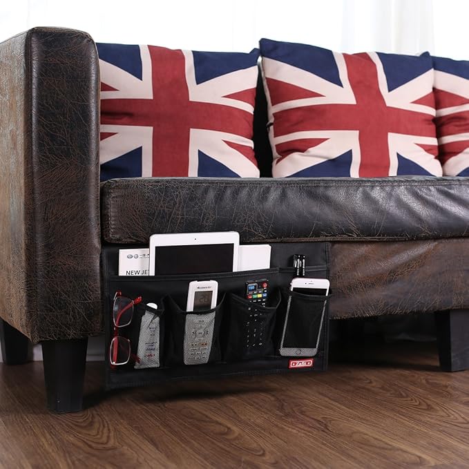 Bedside Storage Organizer - 6 Pockets, Table Cabinet Caddy for Remotes, Phone, Glasses (Black)-NeatNest
