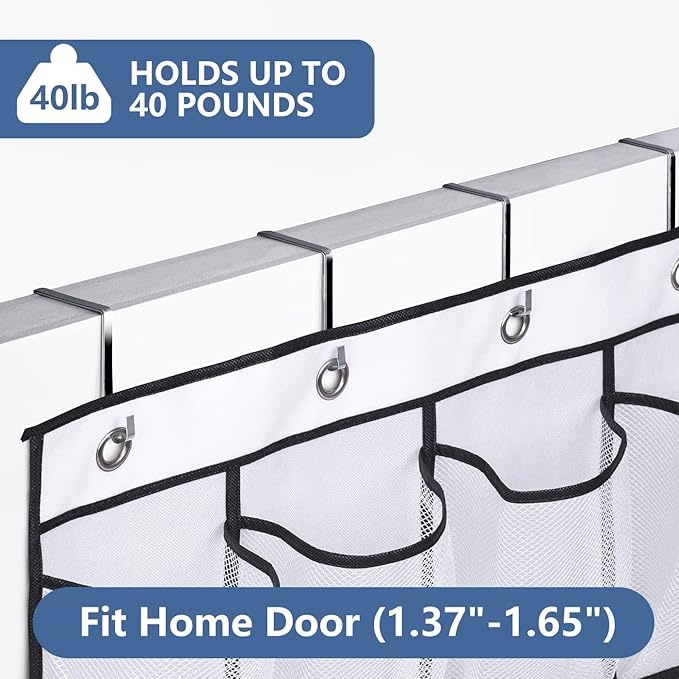 MISSLO 28 Large Pockets Over The Door Shoe Rack Hanging Shoe Organizer for Closet Door Shoe Storage Holder Mesh Hanger, White-NeatNest