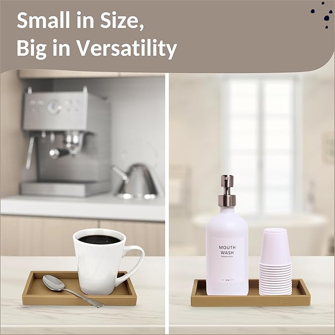 Countertop and Vanity Tray – Small 7.7" Silicone Soap Dispenser Trays, Flexible Bathroom Trays, Dish Soap Holder Kitchen Counter Caddy, Organizer Sink Tray for Soaps Bottles, Sponge, Keys-NeatNest