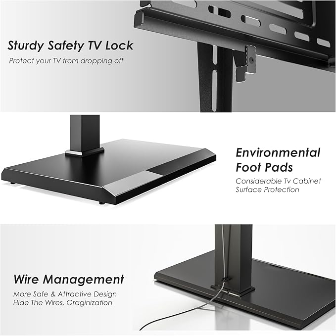 FITUEYES Iron Base Universal Floor TV Stand with Swivel Tilt, TV Mount Stand for 32-75 Inch Screens, Corner TV Stand with Height Adjustable Entertainment Shelves (Black)