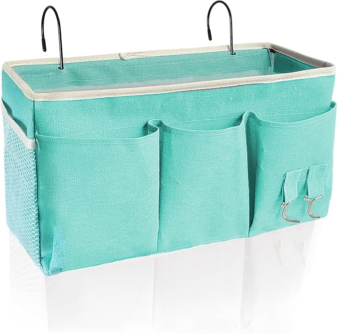 Bedside Caddy, Bedside Hanging Storage Organizer forBunk and Hospital Beds,College Dorm Bed,Can be Placed Glasses Books Mobile Phones(Green)-NeatNest