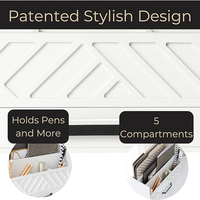 BLU MONACO Mail Organizer Countertop Kitchen – White Wood Desk Storage with Drawer – Mail Sorter or Bill Holder for Desk – Farmhouse Accessories & Mail Basket for Counter-NeatNest