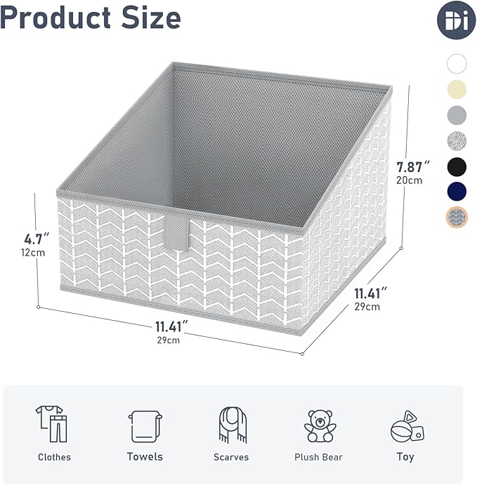 DIMJ Storage Bins Basket for Closet Storage, Fabric Baskets for Closet Shelves, Foldable Storage Cube for Toys, DVDs, Books, Gray, 6Pack-NeatNest