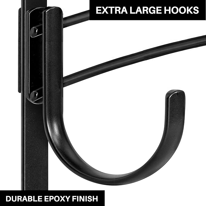 LYNK Professional® Home™ Over Door Hooks Rack - 9 Hook Over Door Hanger - Over Door Towel Rack - Hanging Towels or Clothes - Bathroom, Bedroom or Laundry Room - Lifetime Ltd. Warranty - Black