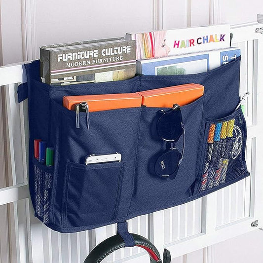 Bunk Bed Organizer, Bedside Storage Caddy, Hanging Pocket for Camp, Dorm Room, Hospital Bed Rail and More (Navy Blue)-NeatNest