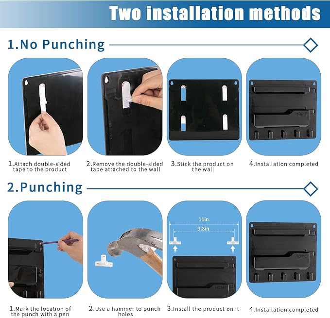 Bedside Wall Mount Shelf, Adhesive Bedside Organizer for Remote、Phone、Glasses. Bedside Accessories Storage suitable for College Dorm 、bunk bed 、 Bedroom、Rv(Black)-NeatNest
