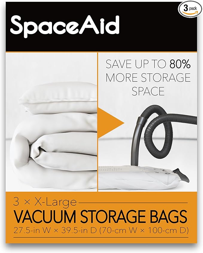 SpaceAid Jumbo Vacuum Storage Bags, Space Saver Sealer Compression Bags for Comforters, Blankets, Pillows, Bedding, Clothes (X-Large 3 Pack)-NeatNest