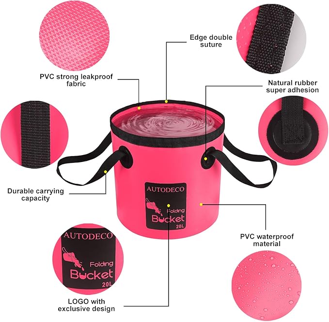 AUTODECO Collapsible Bucket 5 Gallon Container Folding Water Bucket Portable Wash Basin 20L-NeatNest