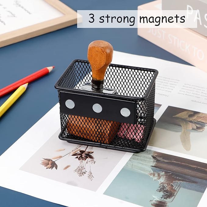 Black Magnetic Basket Set of 2, Refrigerator Basket, Magnetic Baskets Heavy Duty, Magnetic Locker Organizer Holder for Whiteboard Office, 3.42'' × 2.36'' × 2.55''-NeatNest