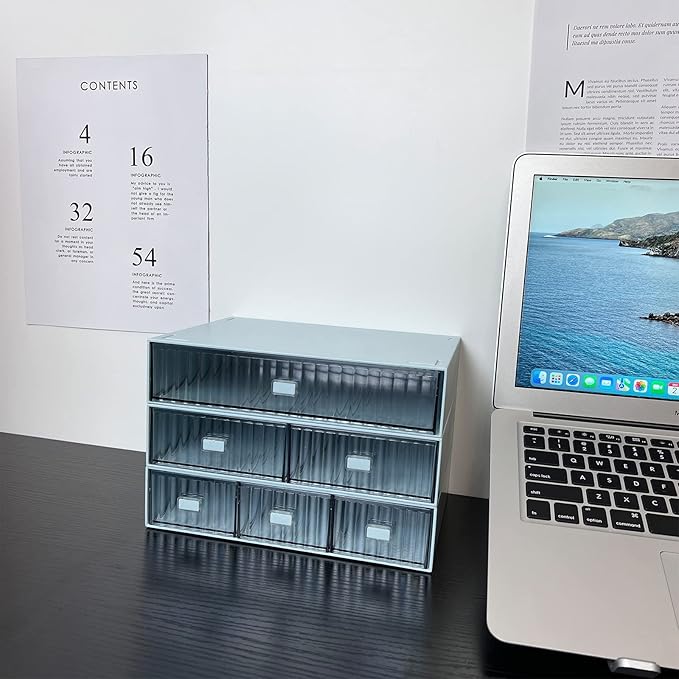 Desk Drawer Organizer, Stackable Office Supplies Storage Drawer, Plastic Desk Organizer For Stationery (Blue, 1 Compartment)-NeatNest