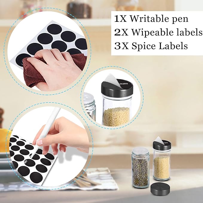 KALINCO Rotating Spice Rack, Spice Rack Organizer for Cabinet, Spice Rack with Jars(20-Jar), Revolving Spice Organizer, Spice Carousel Tower for Kitchen Black