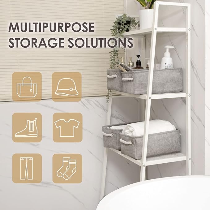 TheWarmHome Storage Bins for Shelves - 11.8x7.9x5.2 inch Grey Small Storage Baskets for Organizing, Fabric Storage Cubes Closet Organizer for Home Nursery Gift Decorative (Gray)-NeatNest