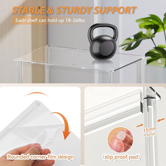 Acrylic Cabinet Organizer Shelf-4 Pack,Stackable Spice Rack Organizer for Cabinet,Clear Shelves for Kitchen Organizers and Storage-NeatNest