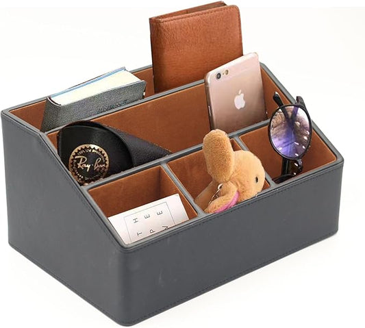 Desk Organizer, Mail Organizer Countertop, Bills Organizer, Mail Sorters, Magazine Holder, Desk Organizer and Accessories for Office Supplies, Brown, Black-NeatNest
