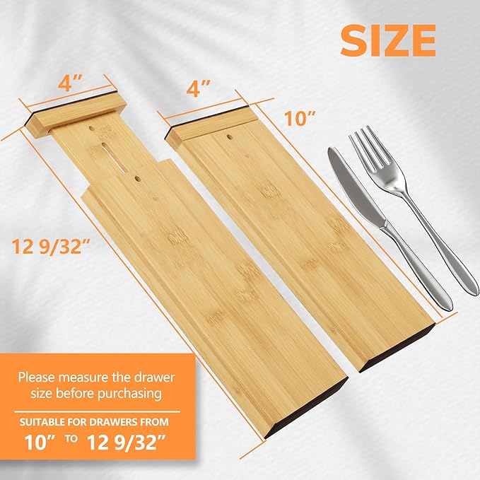 BAMEOS 4" High Bamboo Drawer Dividers - Adjustable Small Drawer Organizer - Kitchen, Dresser, Bathroom, Bedroom & Office - 4-pack-NeatNest