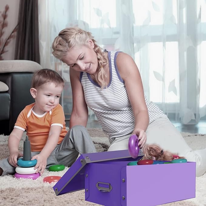 XUCHUN Purple Storage box, Office Storage File Boxes With Lids,Multiple Sizes Purple Foldable Plastic Storage Organizer for Clothes/Shoes/Office/Cosmetic-NeatNest