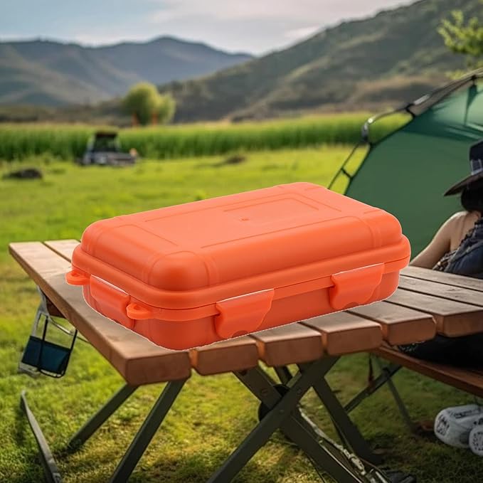 FILFEEL Outdoor Plastic Shockproof Box Airtight Survival Case Container Storage Carry Box Small (S-Orange)-NeatNest